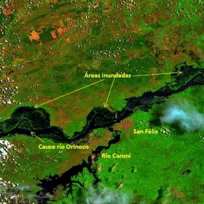 Fig. 7: Satélite Landsat-8 del 04/08/2017 (aguas altas). El Orinoco en su época de mayor caudal